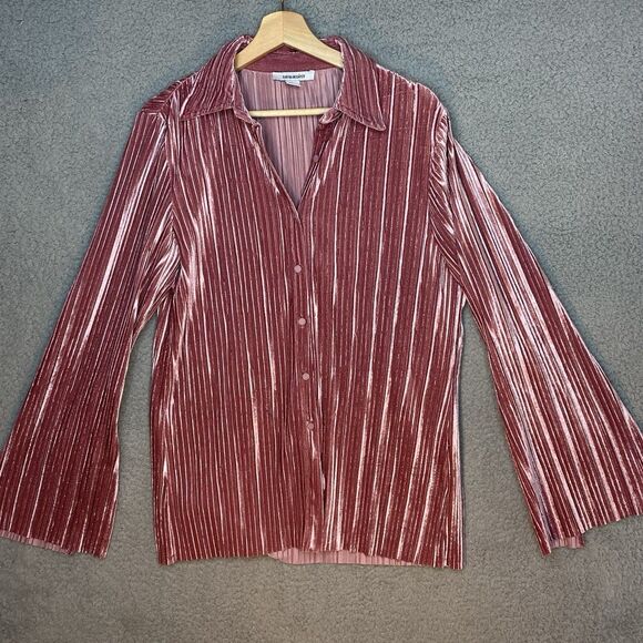 Sabina Musayev Prism Top Pink Pleats Button Down Blouse Size Small - Picture 1 of 13